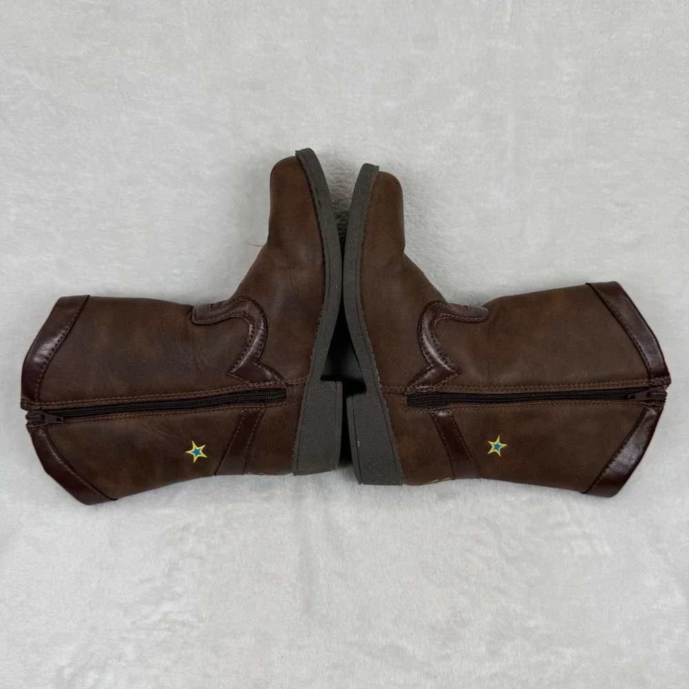Disney Toy Story Woody Bullseye Kids Cowboy Boots Side‎ Zip Western Shoes 11